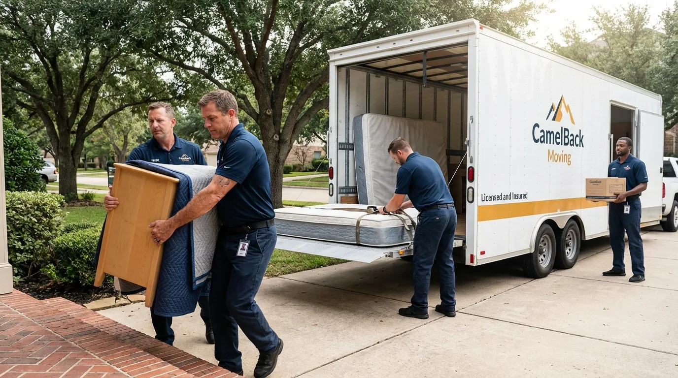 Crew loading residential truck for cross-state move from Redmond, WA